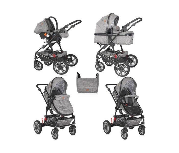 Kolica za bebe Lora Set Dark Grey - auto sedište + dečija kolica
